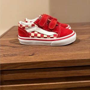 Vans - toddler size 6 - Red and White Checkered Sneakers